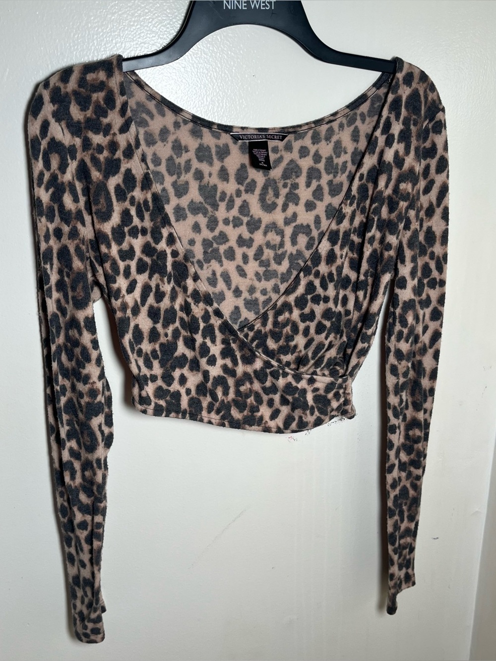 Victoria's Secret Leopard Wrap Crop Top - Black & Tan